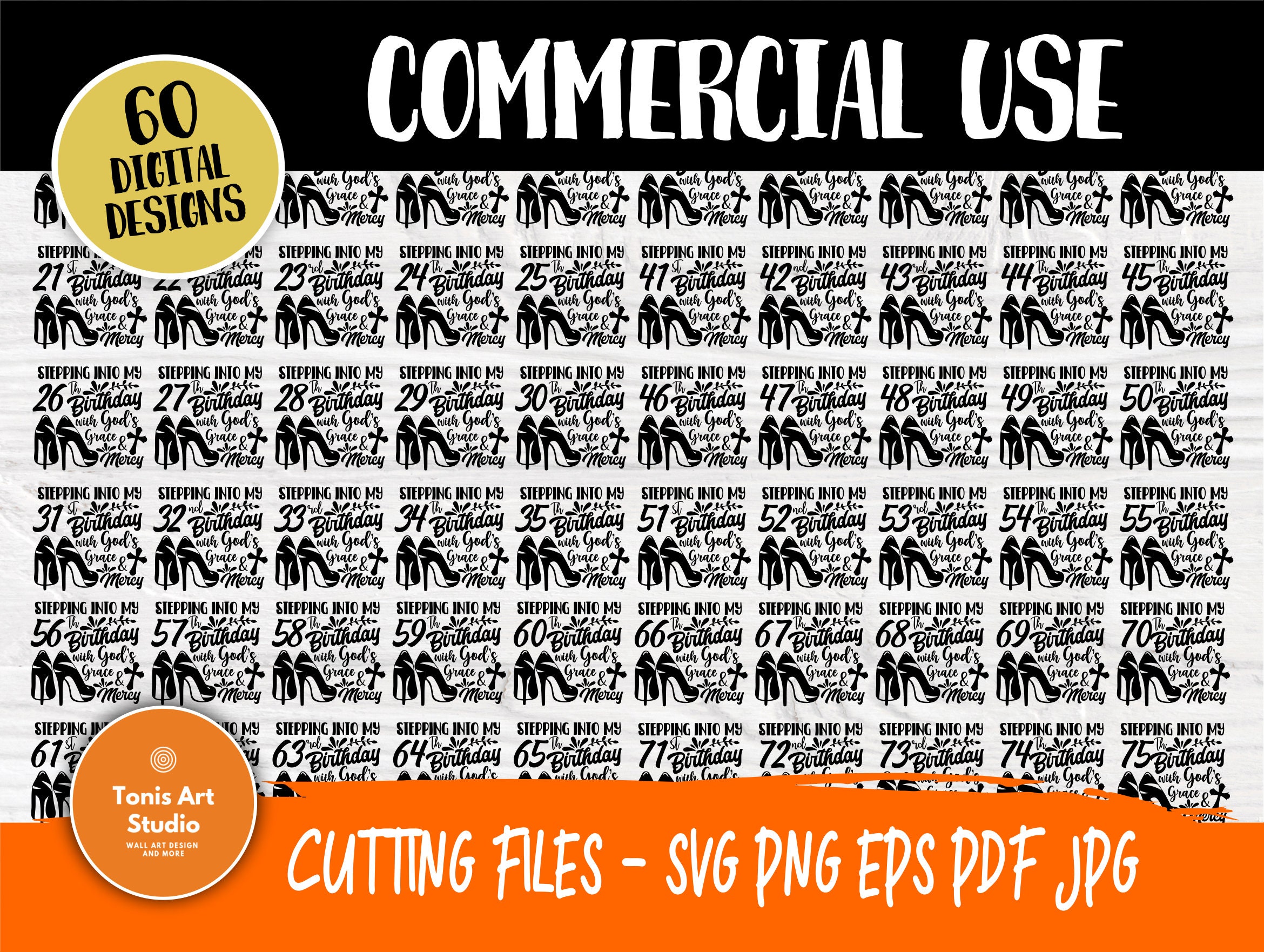 Download 16th to 75th Birthday Girl SVG, High Heel Svg