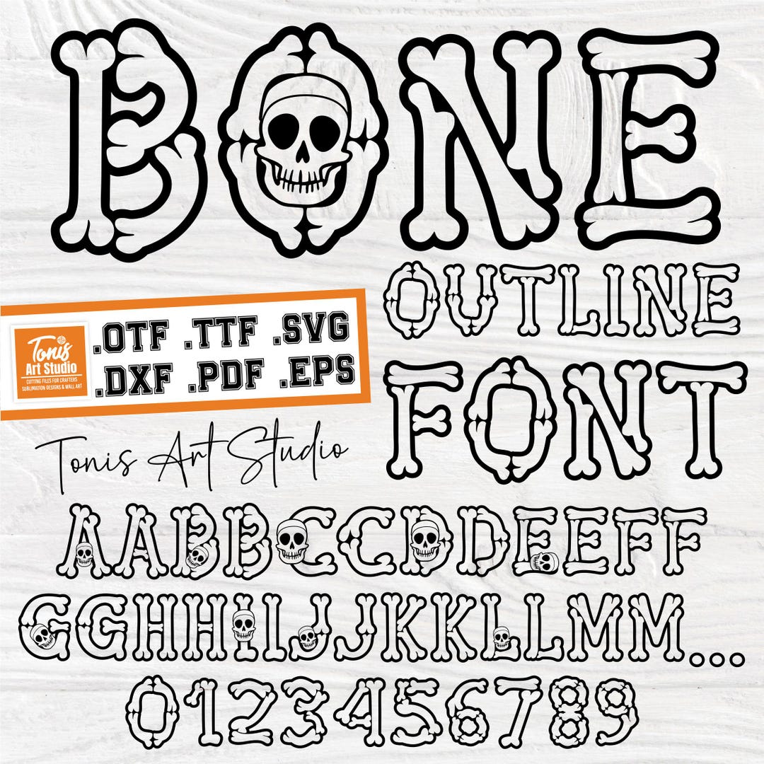 Bone Outline Font SVG OTF TTF: Skeleton Style Letters for Halloween ...