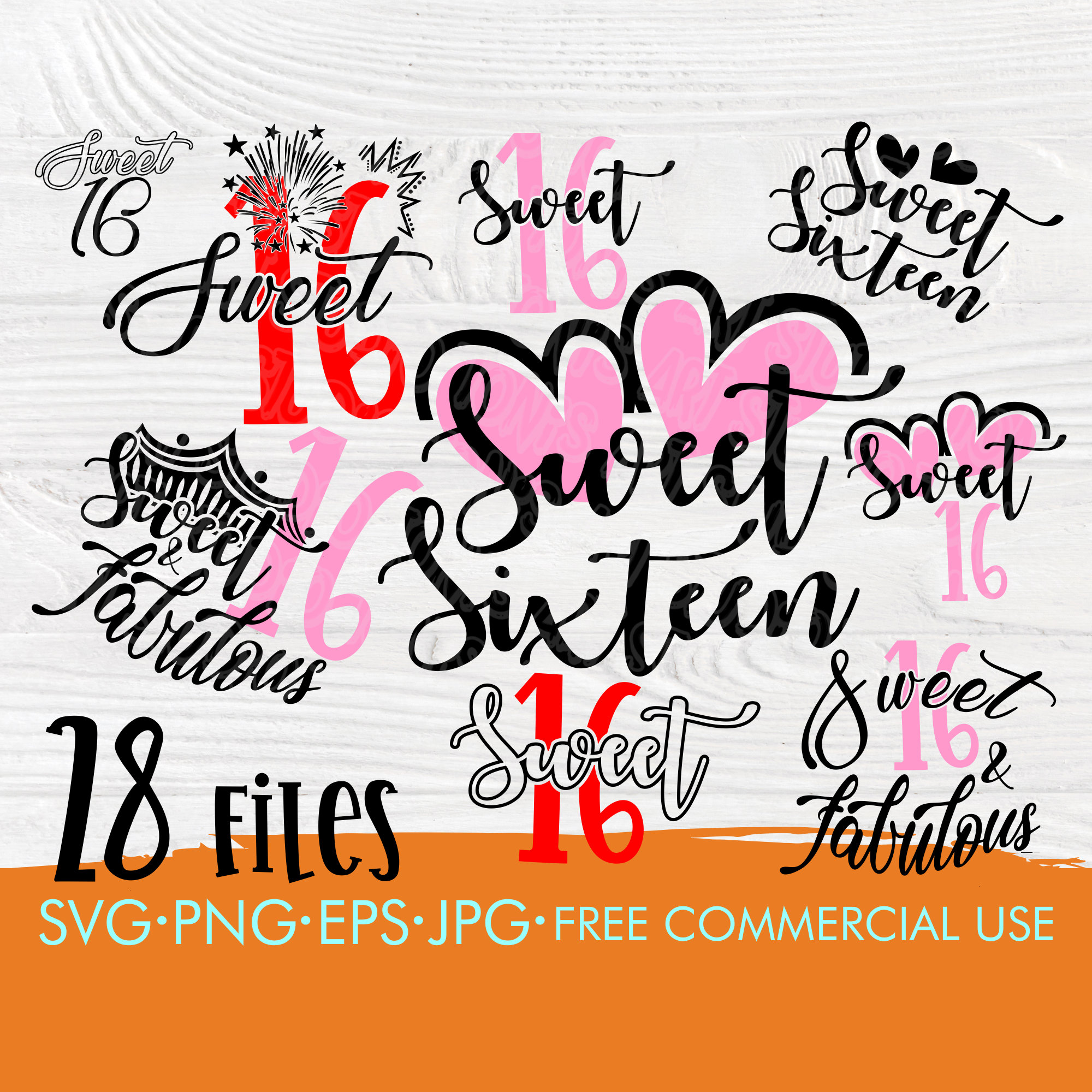 Sweet 16 SVG | Sweet 16 bundle | Sixteen birthday svg | 16th birthday