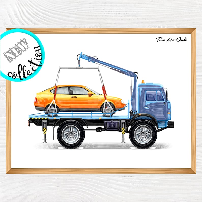 Tow Truck Print Tow Truck Printable Tow Truck Decor Etsy