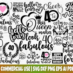 40esimo compleanno SVG, Quaranta Svg, Ciao 40 Svg, Dxf