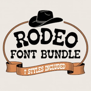 Rodeo Font Bundle Western Cowboy Fonts – Rustic Serif, Bold Display, Vintage Western Letters for Cricut, Procreate Font