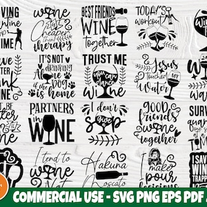 Vin SVG Bundle, boire des citations PNG, énonciations drôles d'alcool