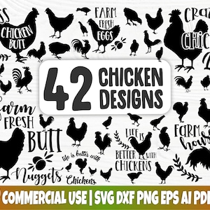 Huhn SVG Bundle | Lustiges Huhn geschnitten Datei | Bauernhof | Hahn Clipart | Bauernhaus Schnittdateien | Huhn geschnitten Datei | Huhn Silhouette