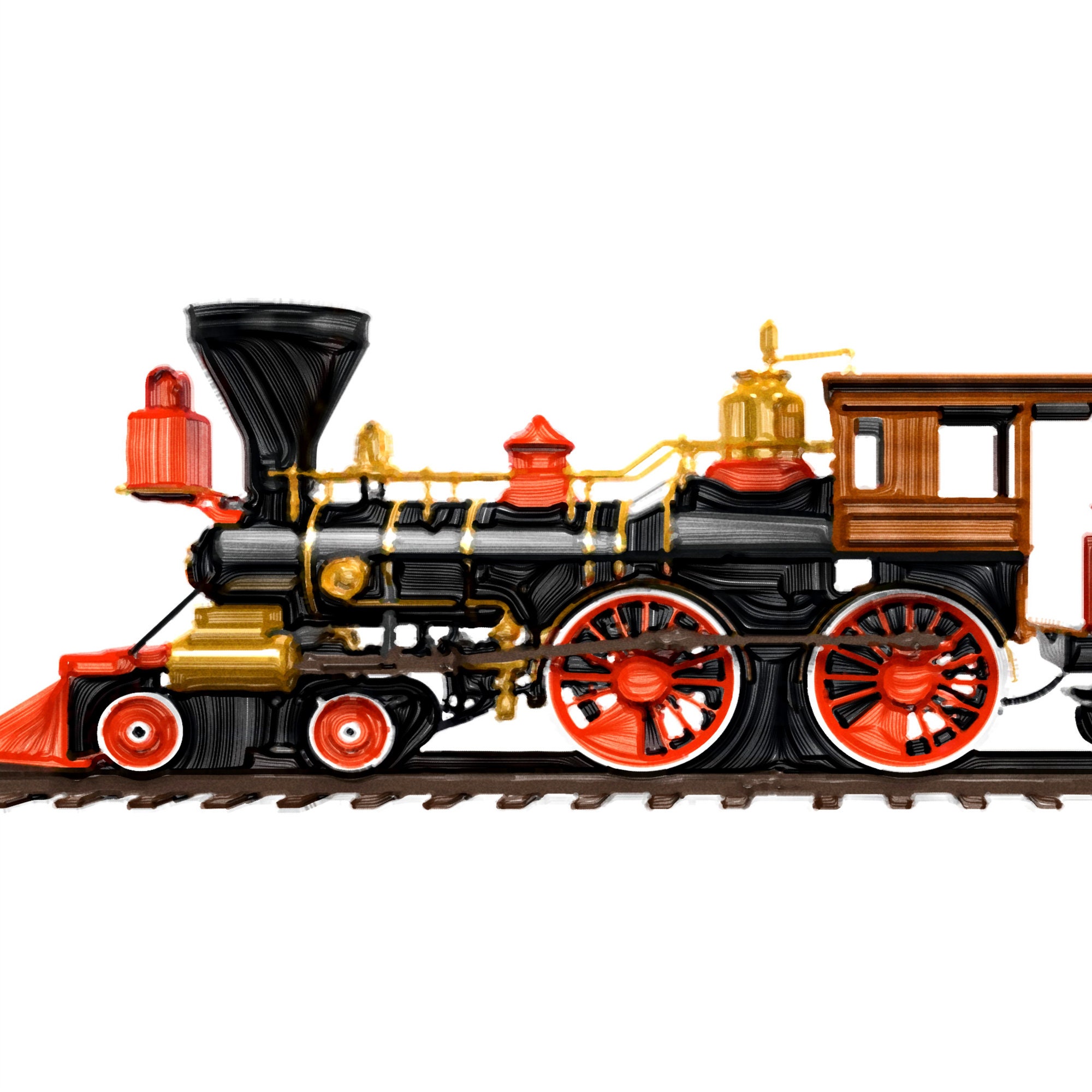 Train watercolor art | Train printable | Train wall decor ...
