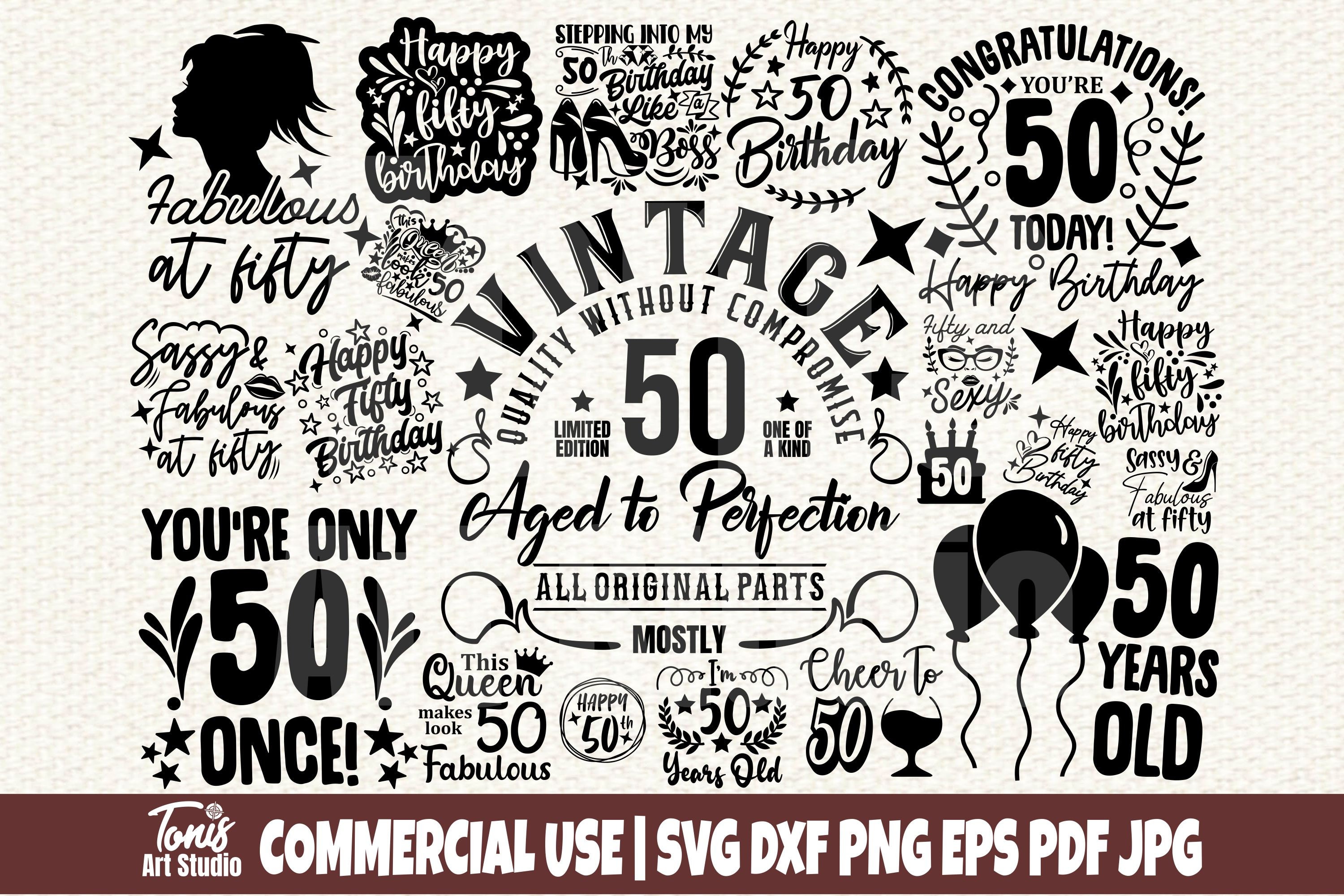 50th Birthday Svg Fifty Svg Hello 50 Svg Dxf