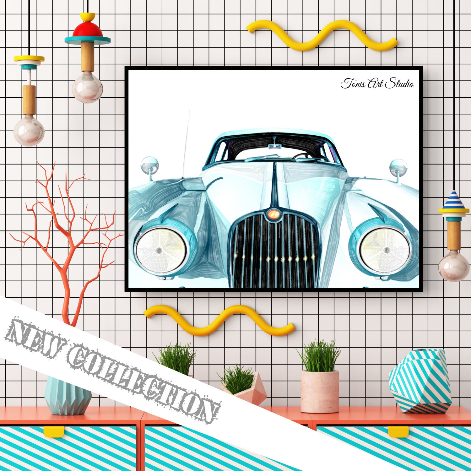 Vintage Car Wall Decor, Old Car Print, Antique Printable Art, Gift for