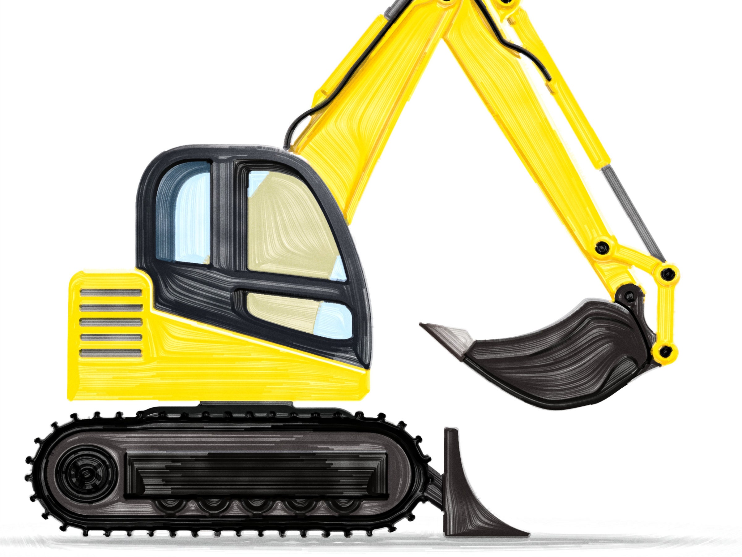 Excavator wall art | Mini excavator truck | Printable art | Excavator