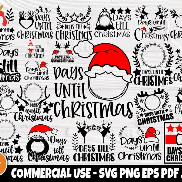 Days Until Christmas SVG | Christmas Countdown Svg | Christmas Svg Bundle | Cut Files | Santa Svg | Christmas Signs | Cricut | Silhouette