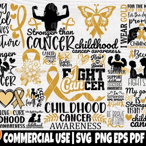 Bundle SVG cancer de l'enfance - cancer coupe fichiers - 20 modèles de chemise - ruban de sensibilisation Svg - licence commerciale incluse