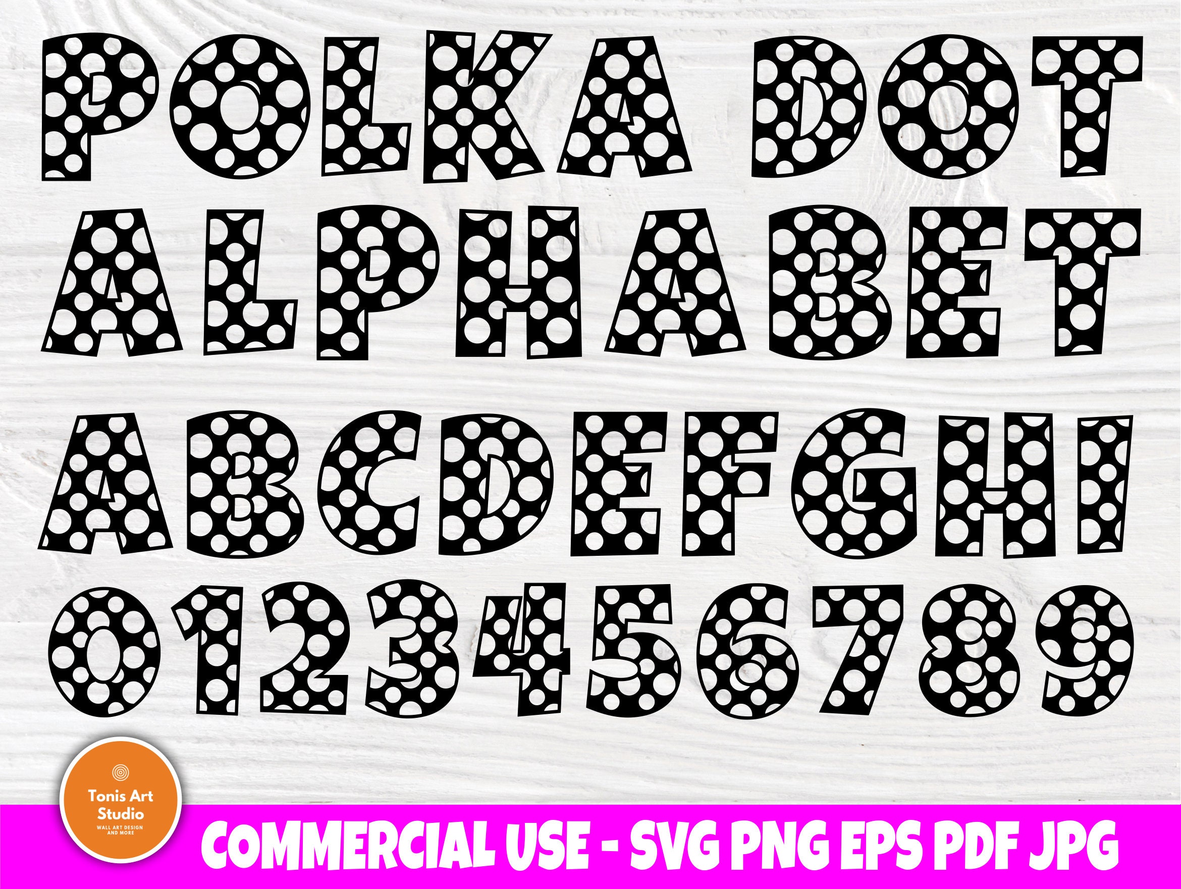 Polka Dot Font Svg Polka Dot Alphabet Alphabet Svg Polka Etsy