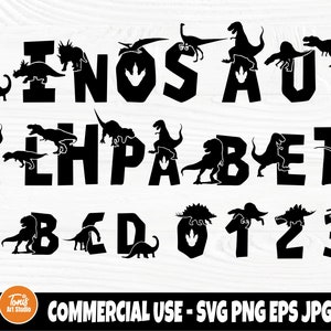 Dinosaur Alphabet Clipart, Monogram Letters Svg, Font Svg cut files, Dinosaur letters and numbers