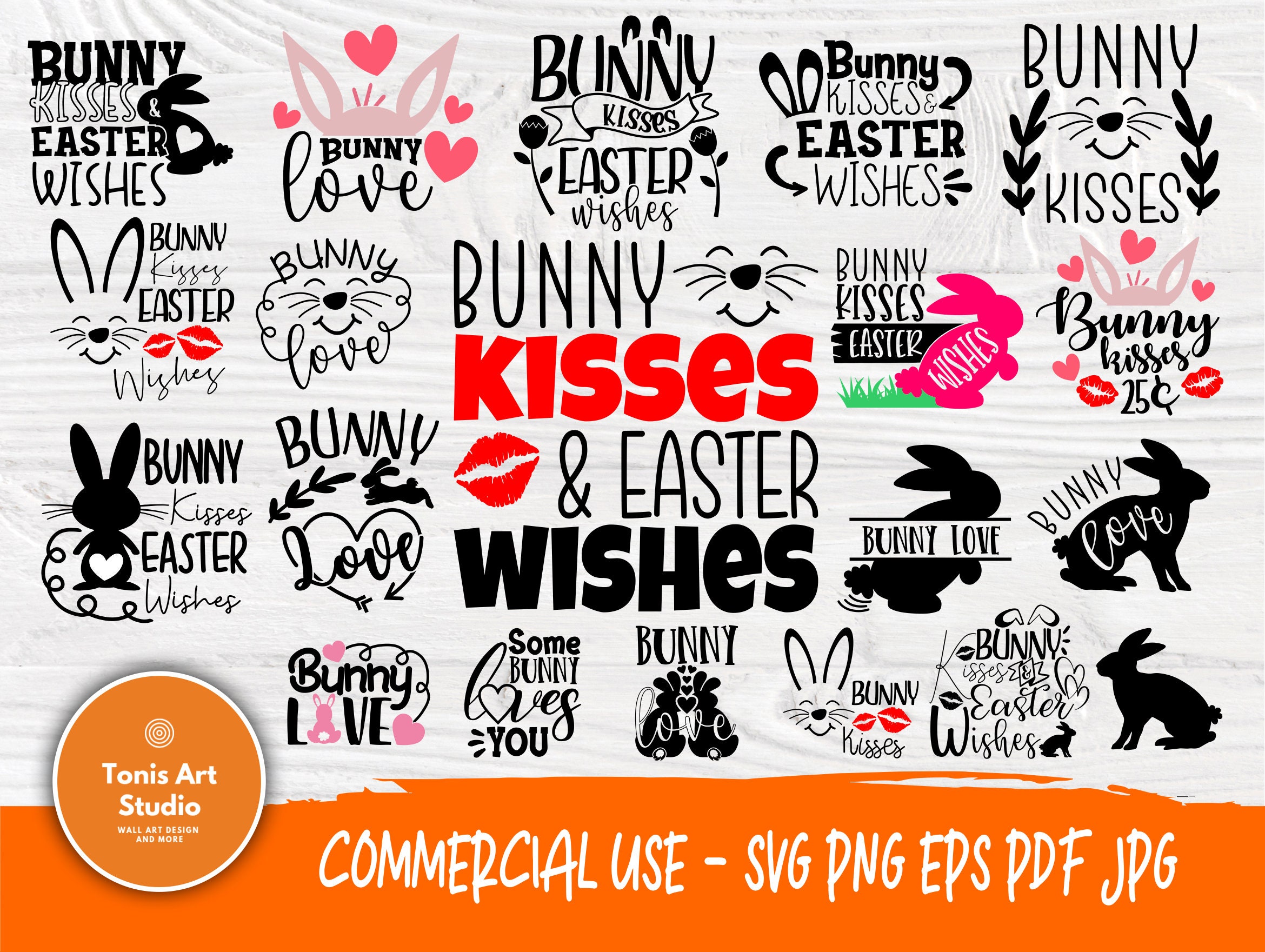Download Bunny Kisses Easter Wishes SVG, Bunny Love Svg Png Eps Pdf Jpg Cut Files, Bunny Svg, Easter ...
