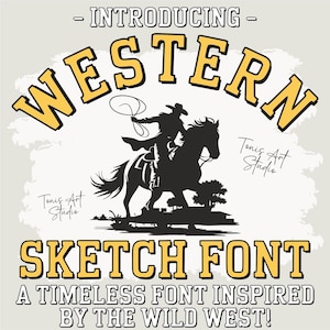Western Sketch Font | Rodeo Cowboy Font | Outline Font | Rustic Country Typeface | Vintage Letters | Western Font for Cricut & Silhouette