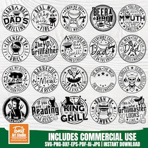 Paquete SVG de barbacoa, Archivos de corte Svg de barbacoa, Grill Svg, Signos redondos Svg, Grillmaster Svg, Png Dxf Eps Pdf, Papá divertido de barbacoa, Bbq Master Svg