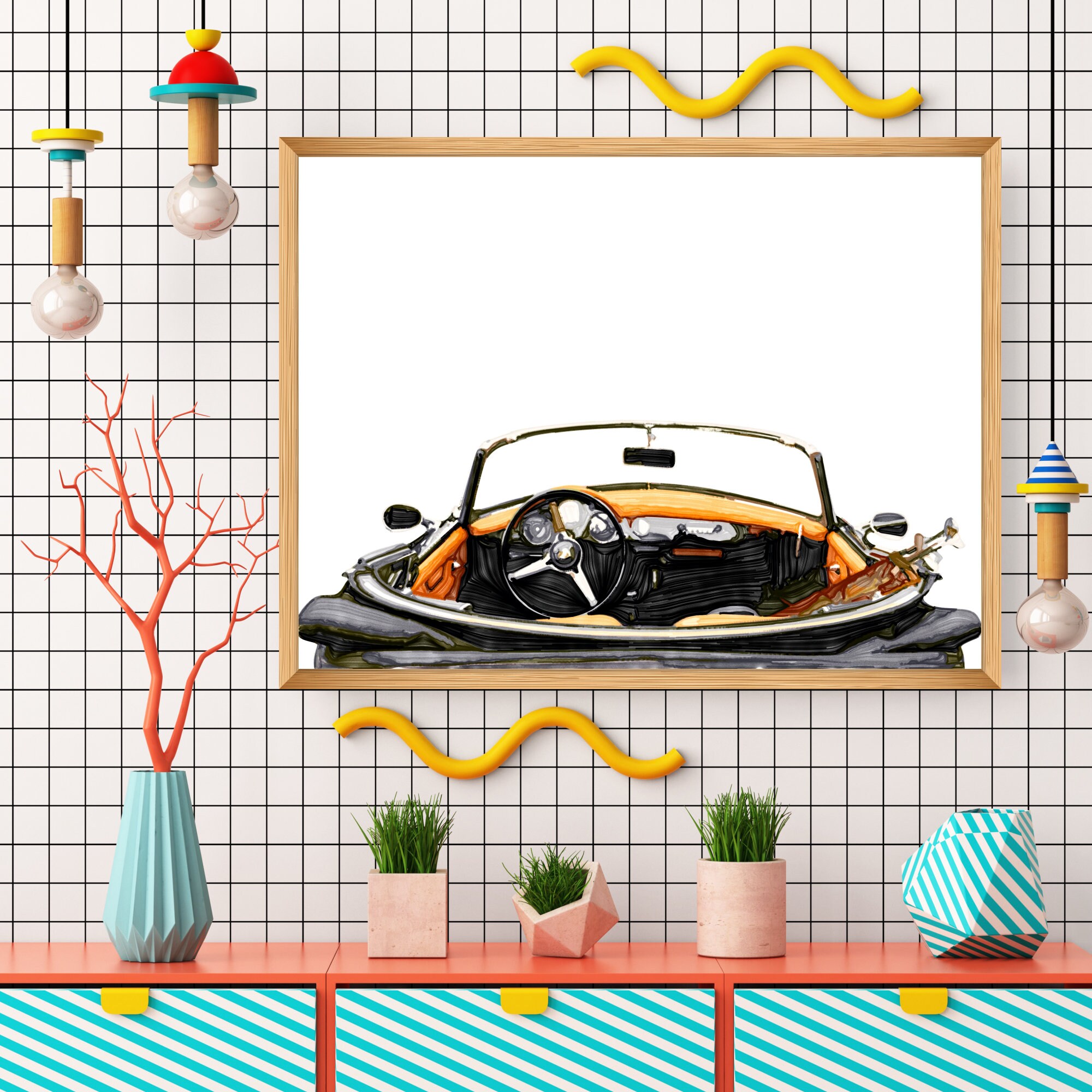 Vintage car wall decor | Retro car print | Transportation decor