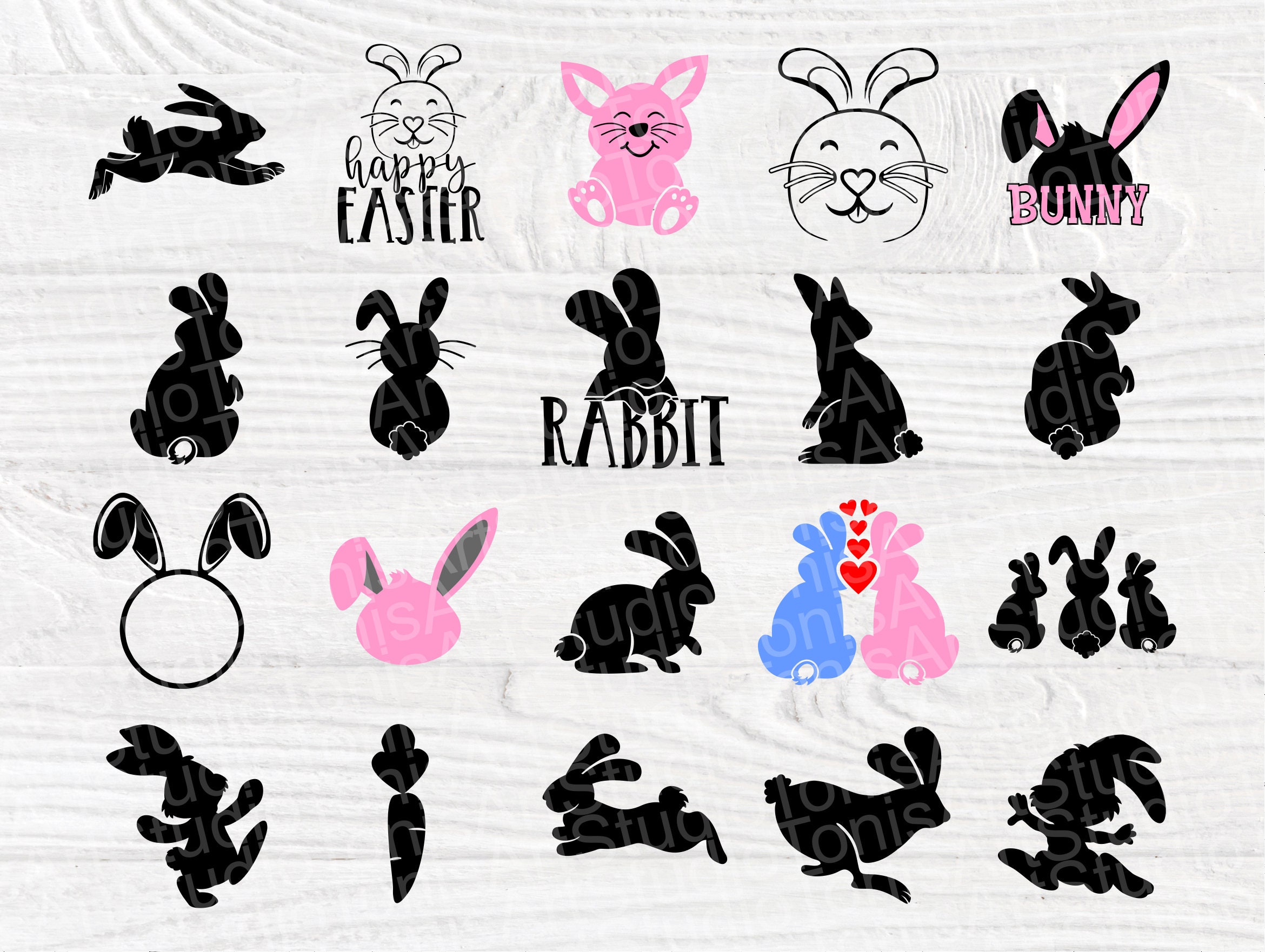 Easter Bunny SVG Bundle, Rabbit Clipart