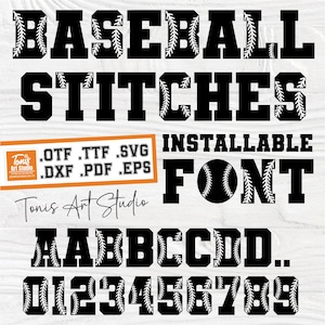Font Baseball Stitches / Font Baseball SVG, OTF / Game Day Svg / Lettere per mamme di baseball