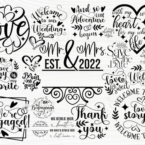 Wedding SVG Bundle, Marriage Svg, Bride Quotes, Groom Saying