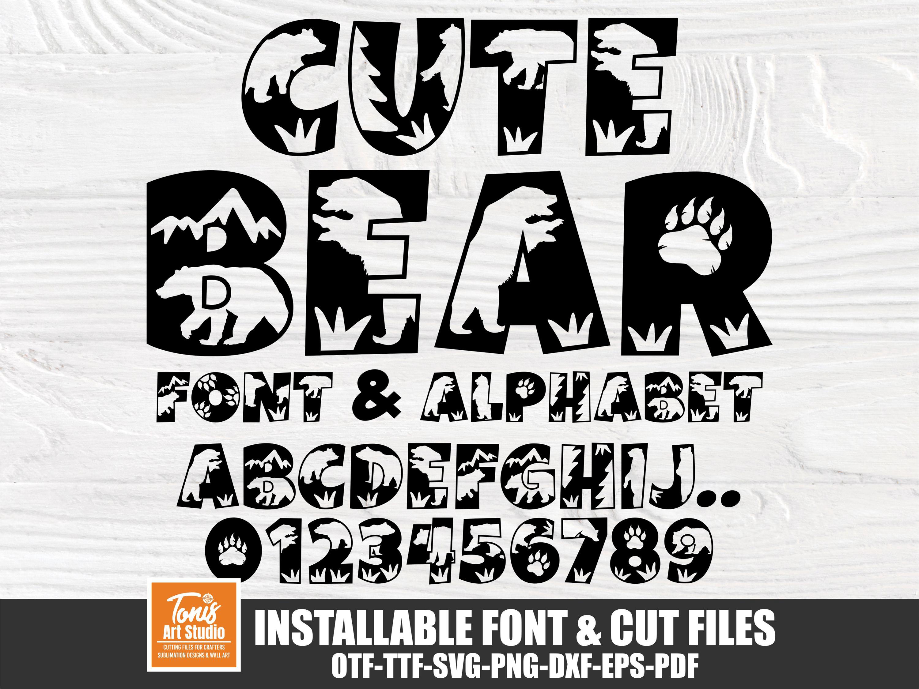 Cute Bear Font | Wildlife animals font | Bear Font SVG OTF | Animal Alphabet Letters | Kids Nursery Font | Forest and mountains font