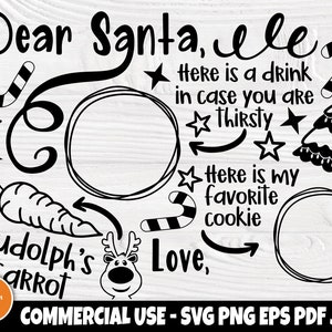 Caro vassoio di Babbo Natale in formato SVG / latte e biscotti / renna in formato Svg / carota per Rudolph in formato SVG