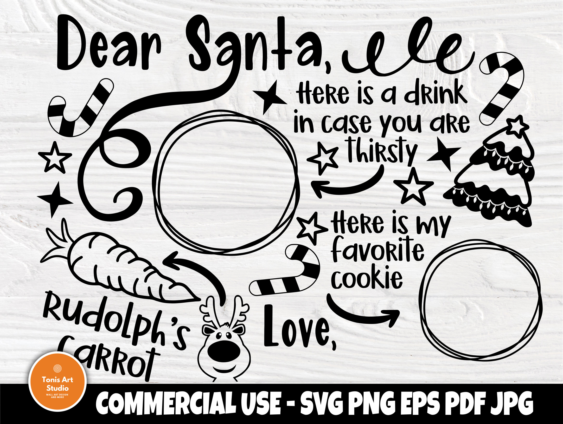 Dear Santa Tray SVG Milk and Cookies Reindeer Svg