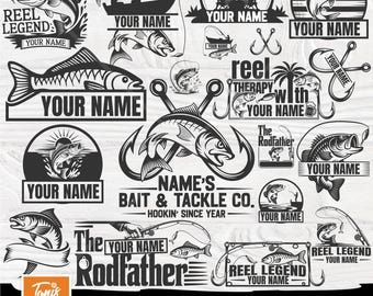 Bass Fishing Monogram SVG Bundle: Fisherman Clipart, Digital Download