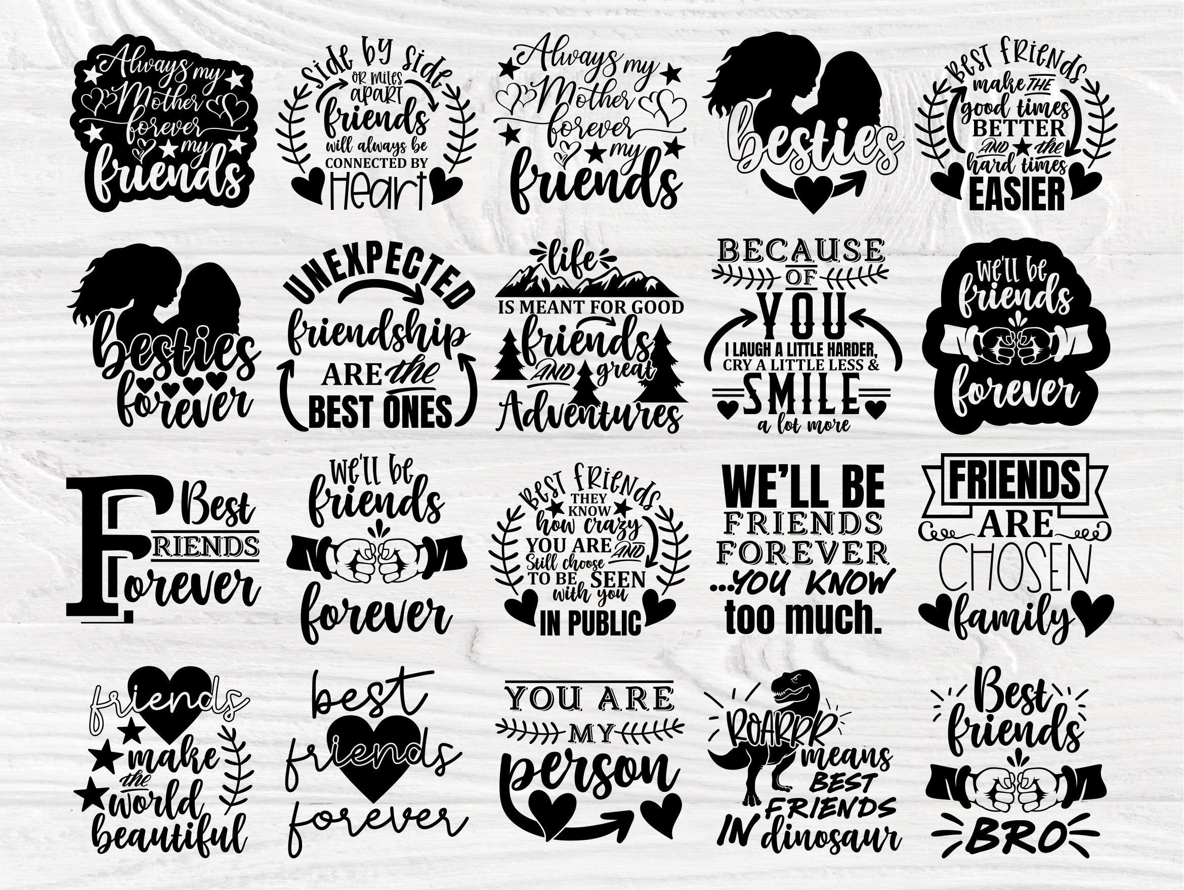 Download Best Friends Signs SVG Bundle, Friendship Quotes