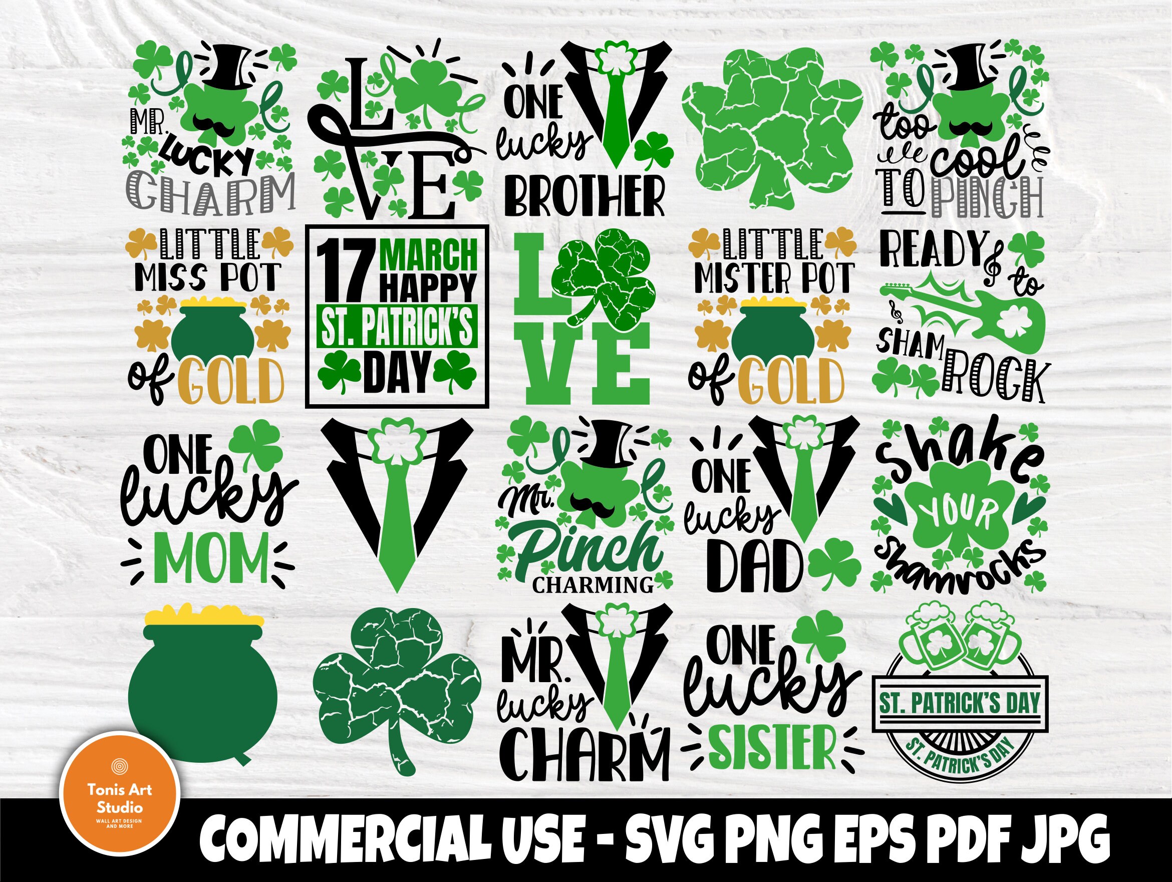 St Patrick's Day SVG Bundle, Shamrock Svg, Lucky