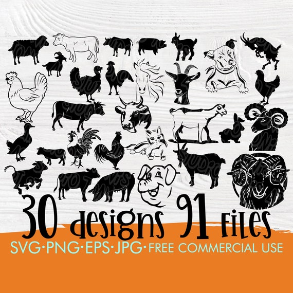 Farm Animal Svg Animals Svg Animals Silhouette Farmhouse Etsy