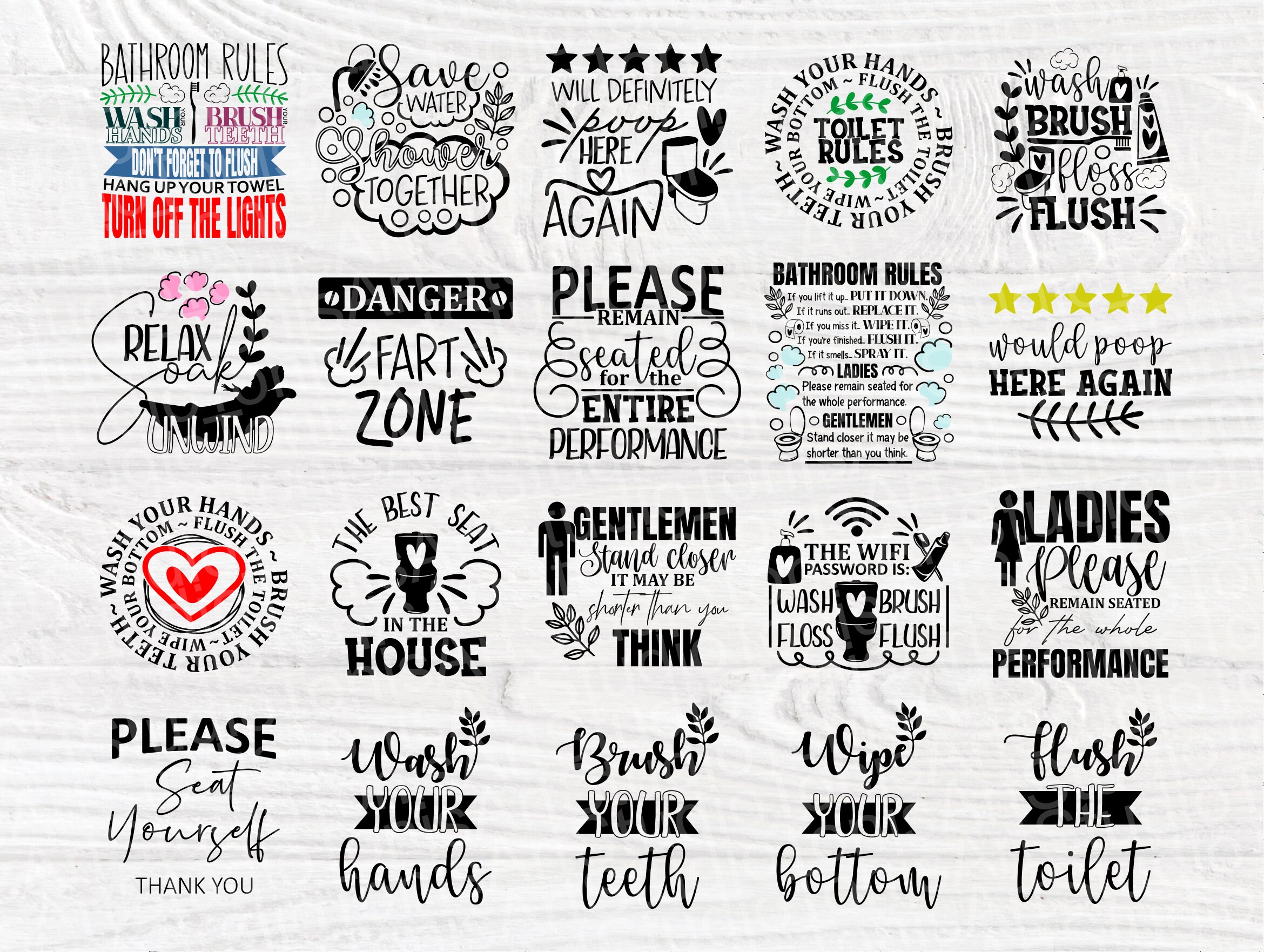 Download Bathroom SVG Bundle, Toilet Quotes, Svg Cut Files