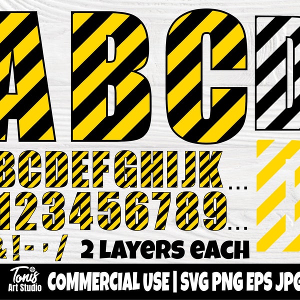 Construction font SVG | Under construction svg | Construction alphabet | Construction letters svg | Construction numbers | Kids Birthday svg