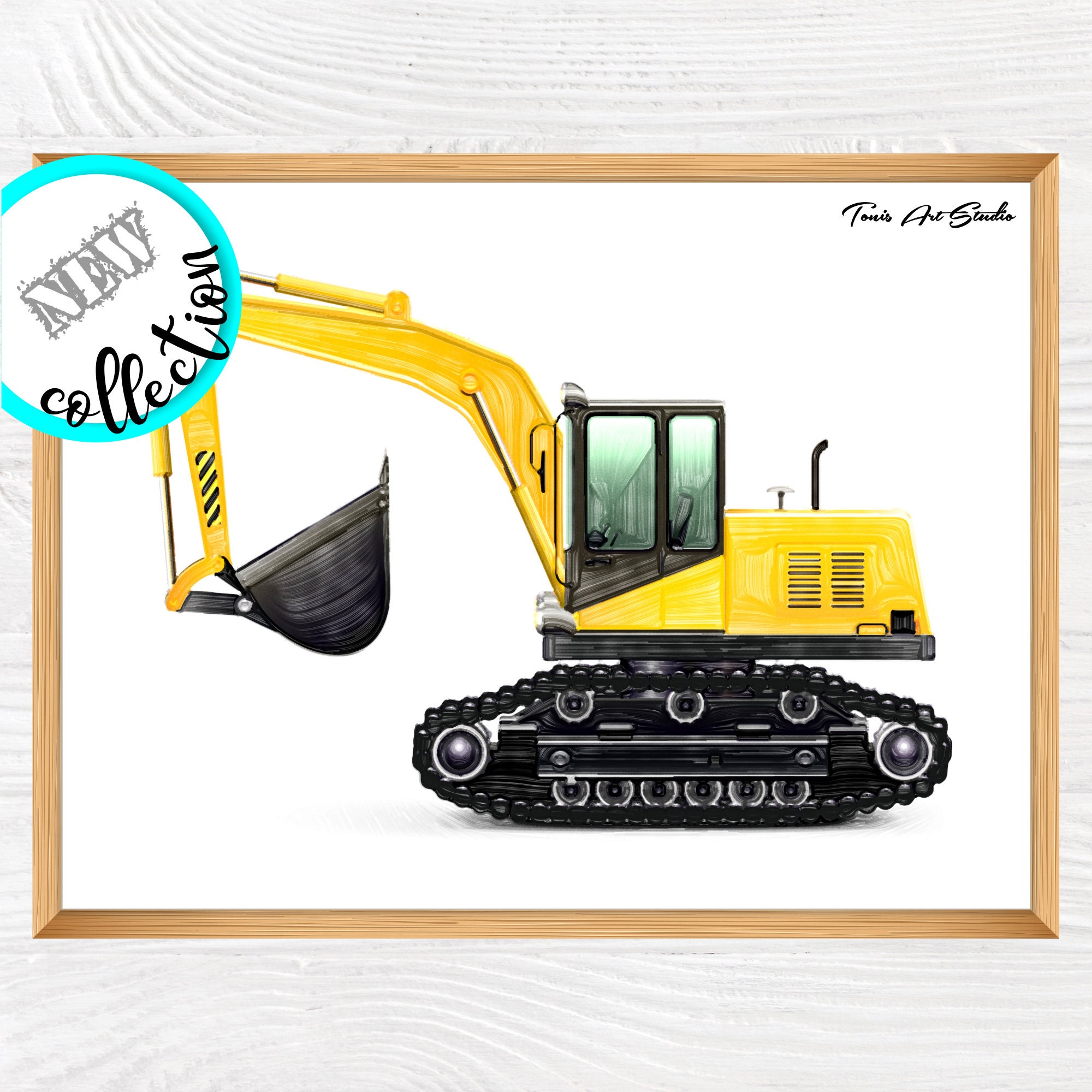 Excavator Print, Digger Art, Construction Print, Toddler Room Decor