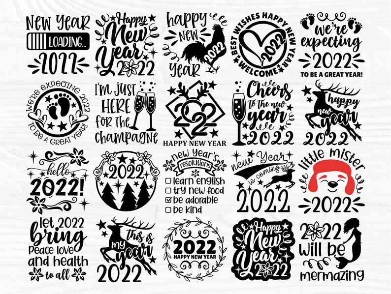 Happy New Years SVG Bundle 2022 Svg Kids Svg Png | Etsy UK