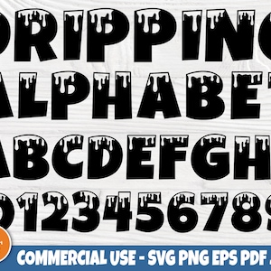 Tropfende Schriftart SVG | Tropfendes Alphabet | Tropfende Schnittdateien | Tropfendes Monogramm | SVG-Dateien für Cricut und Silhouette | Tropfende Buchstaben Svg