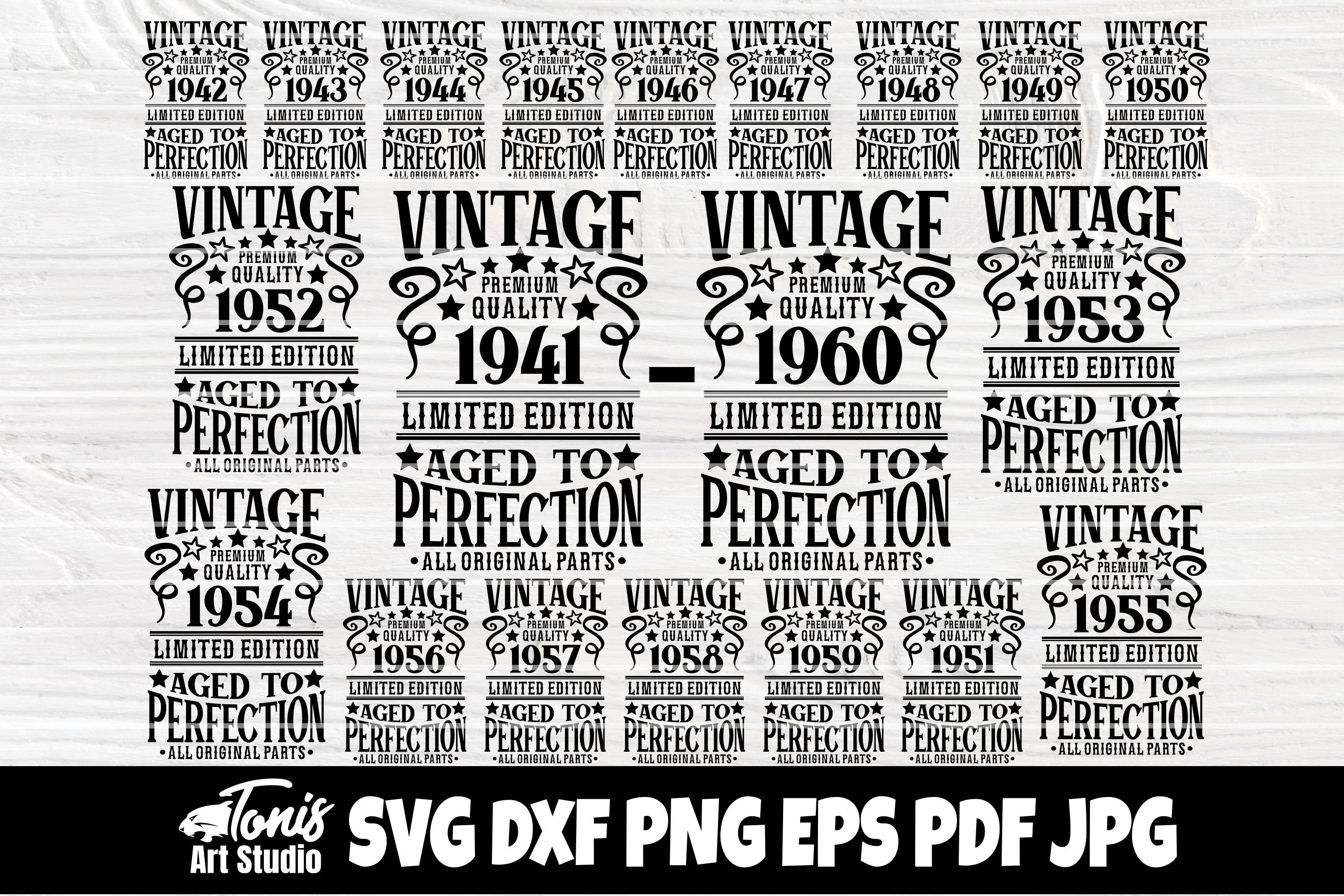 Download Vintage Birthday Svg 1941 1960 Birthday Shirts