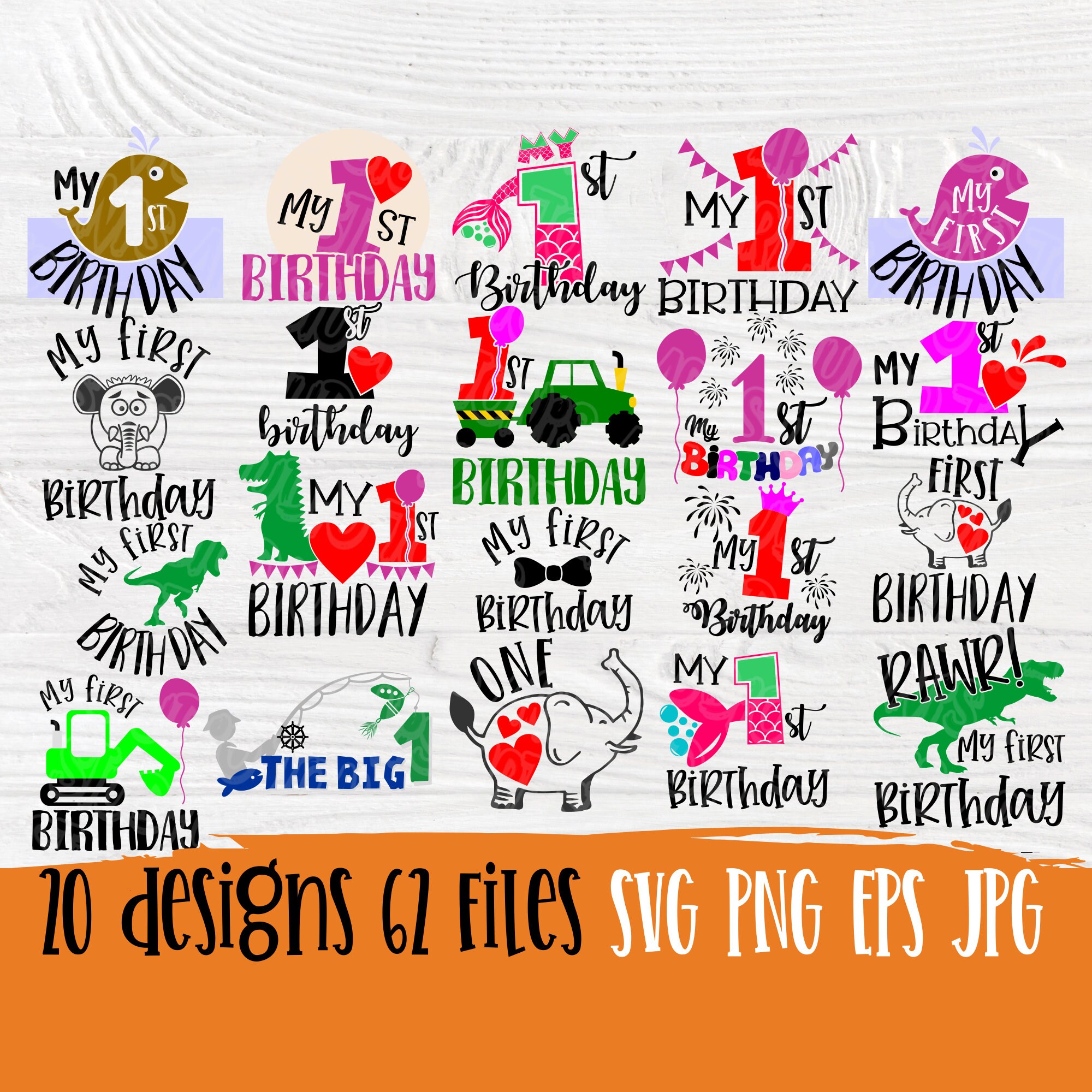Download First Birthday SVG Bundle, Birthday Boy & Girl Svg