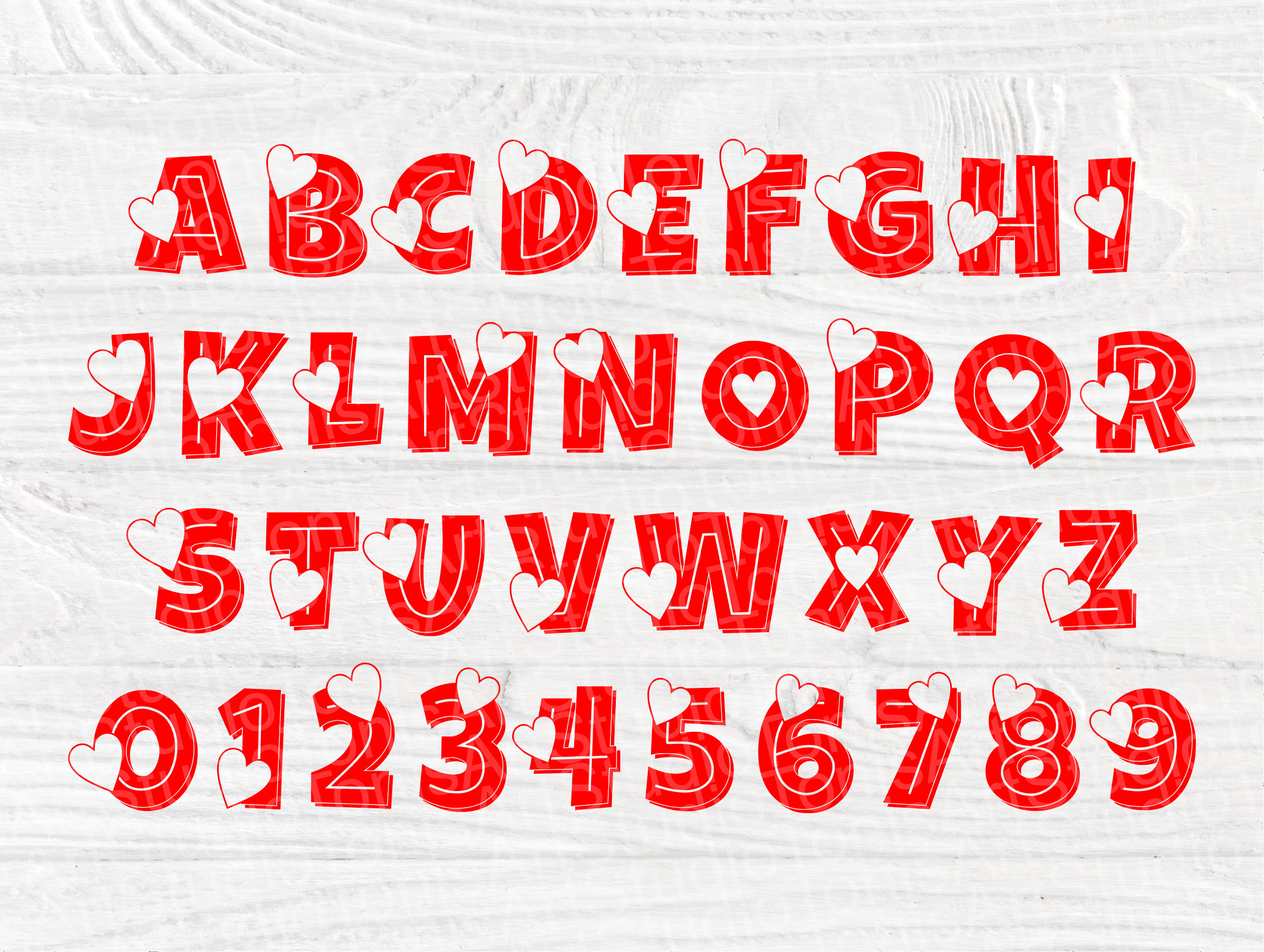 Heart Font SVG, Valentines Alphabet Svg Cut Files