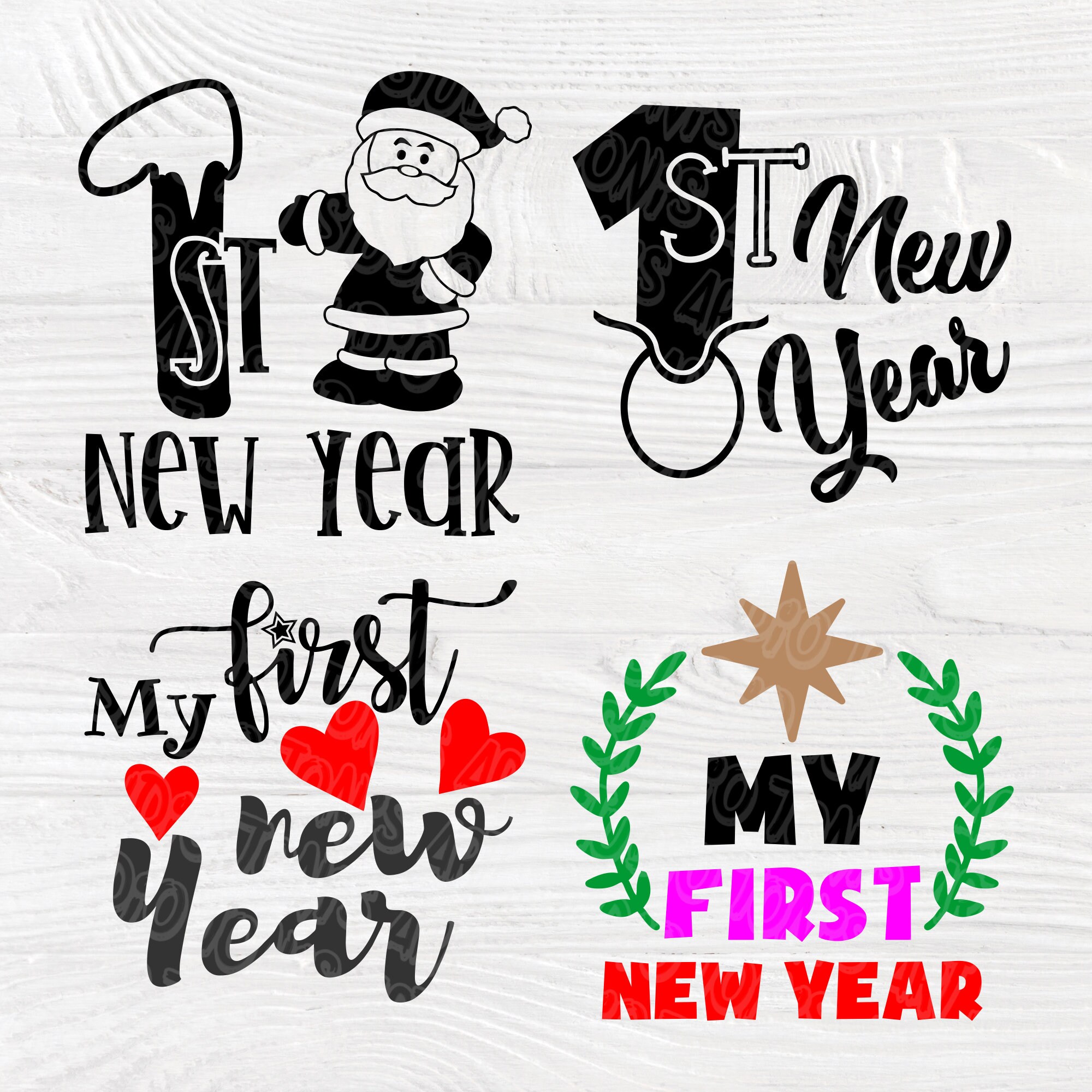 My First New Year Svg Svg Bundle My 1st New Year Holiday Cut Files