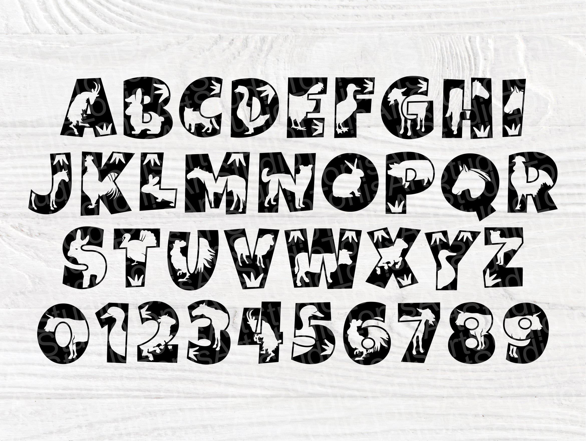 Download Animal Alphabet Svg | Farmhouse Font | Svg Files for ...