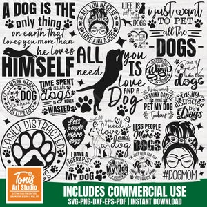 Hond citaten Svg bundel, hond moeder Svg, 20 grappige honden gezegden, Paw Print Svg, hondenliefhebbers ontwerpen, hondenshirts, Cricut gesneden bestanden, hond silhouet