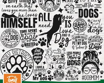 Dog Mom Svg Bundle, Funny Dog Quotes, Paw Print (Digital Download)