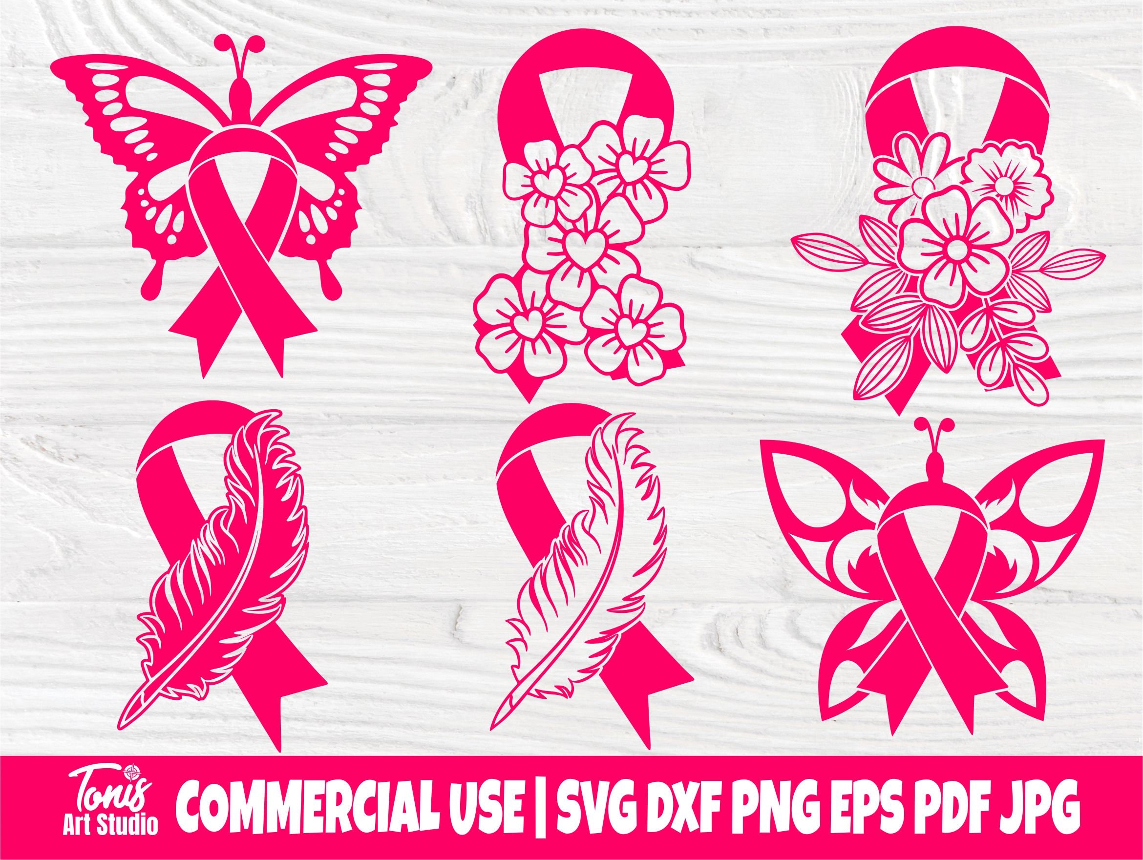 Pink Ribbon Heart Doodle Sublimation PNG Breast Cancer Awareness Printable  Artwork Digital File