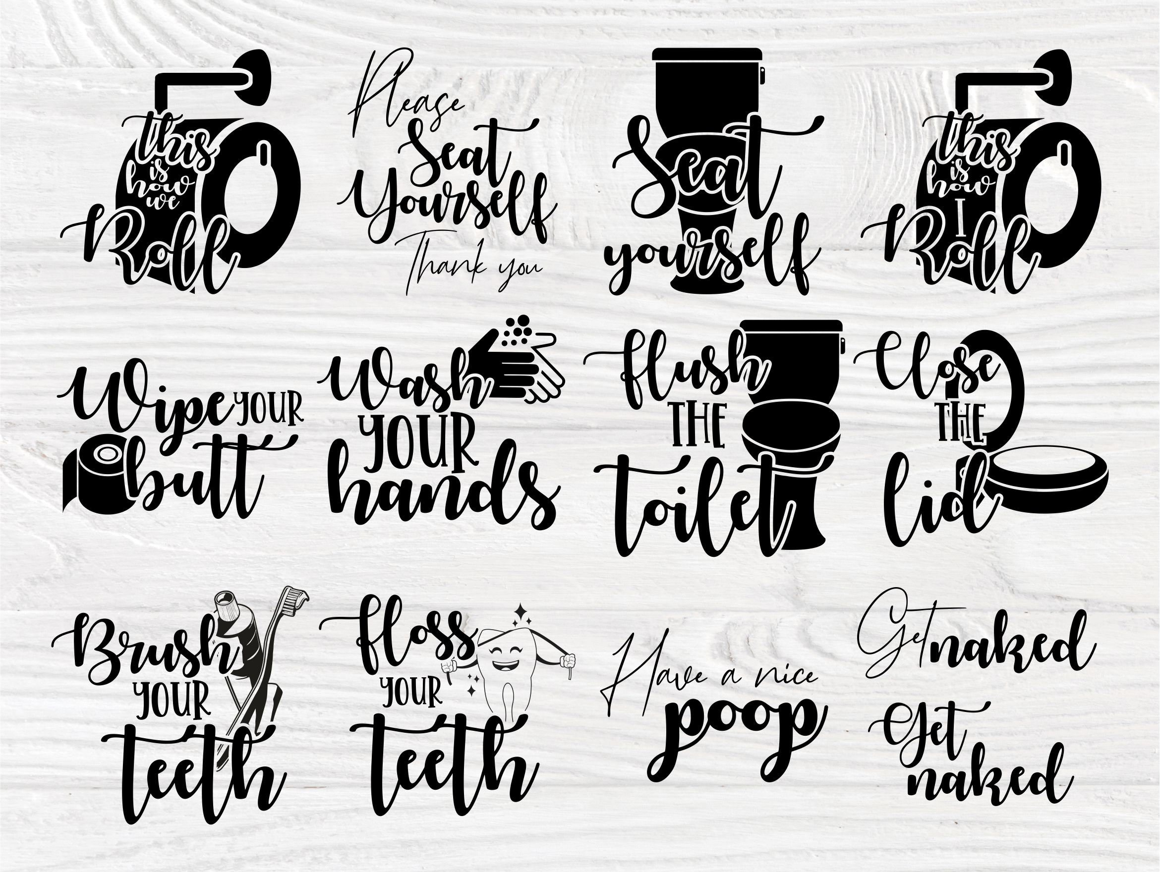 Bathroom sign SVG Bathroom bundle svg Funny bathroom svg Etsy