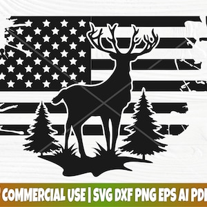 鹿狩りのダメージ加工を施したアメリカ国旗のSVGカットファイル