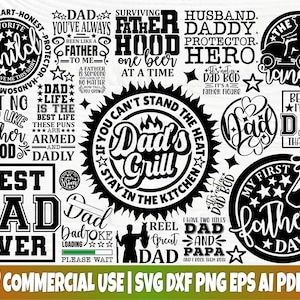 Pacote SVG do pai - SVG do dia dos pais, melhor pai de todos os tempos, citações engraçadas de pai, pai da grelha, guarda-florestal, arquivos de corte digital para Cricut, Silhouette
