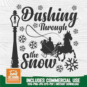 Dashing Through The Snow SVG | Holiday Sleigh Cut File (Commercial Use)
