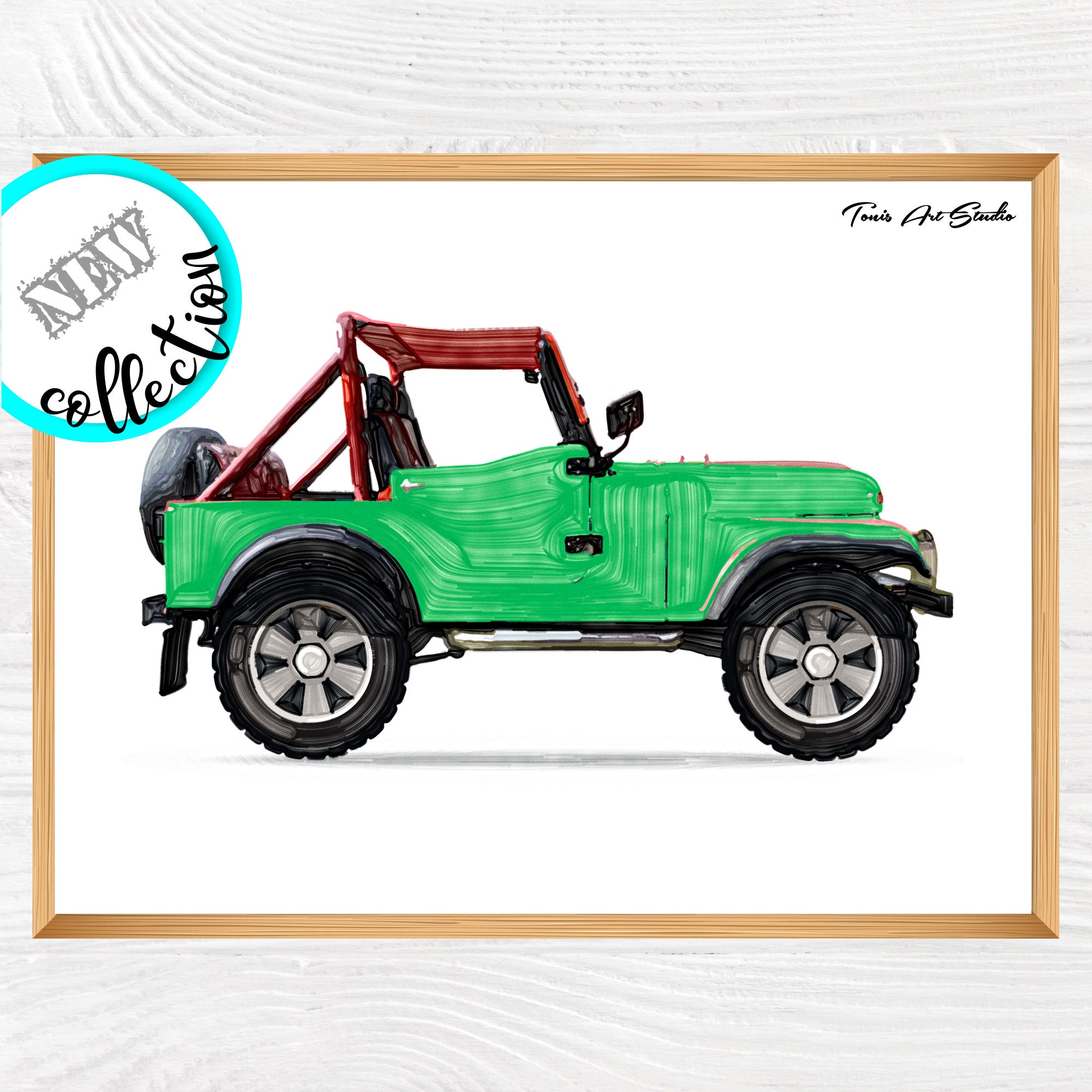 Green Jeep Wall Art Vehicle Print Jeep Wall Decor Jeep Etsy Ireland