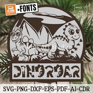 Dinosaur Name Sign SVG: Laser Cut Files + Fonts (Digital Download)