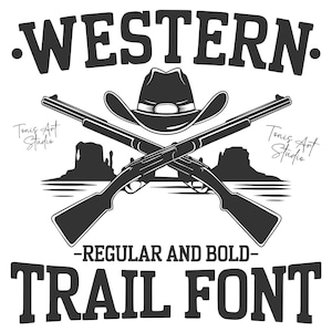 Lettertype Western Trail | Lettertype cowboyrodeo | Letters van het wilde westen | Country Western-lettertype | Cricut, Silhouet, Sublimatie, Boerderij